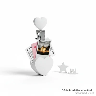 Herz-Memo-Clip mit austauschbaren Symbol-Toppern