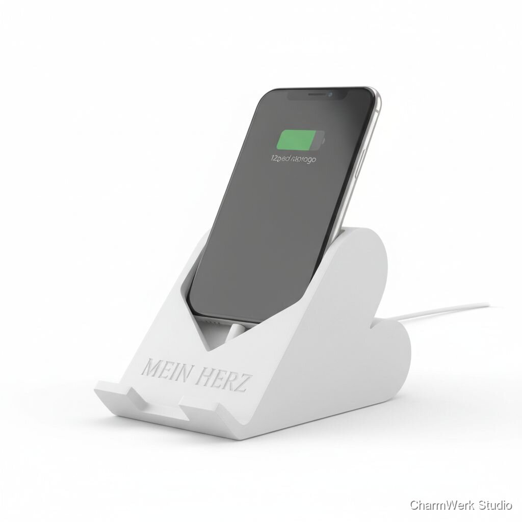 Handy-Ladestation als Herzrampe mit Namen