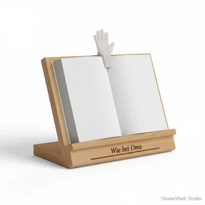 Kochbuch-Stand mit Rezept-Clip und Gravur