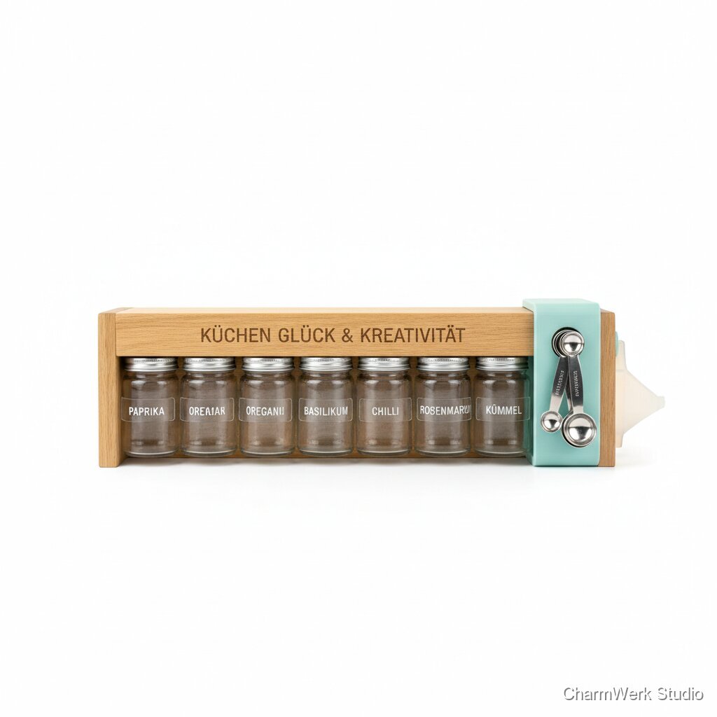 Gewürzregal mit Acryl-Labels und 3D-Messlöffelclip