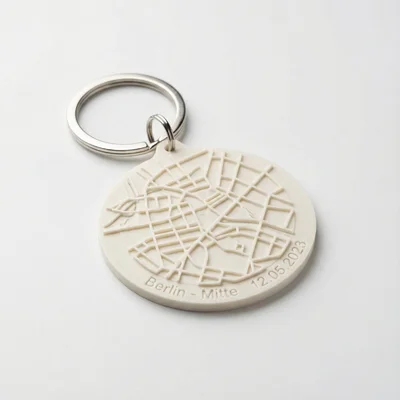 Personalisierter Stadtplan-Schlüsselanhänger als Relief