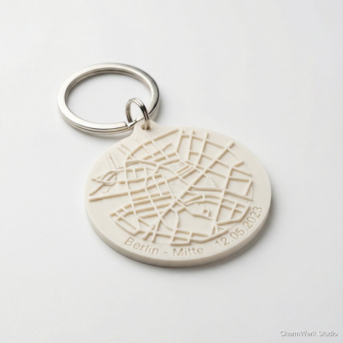 Personalisierter Stadtplan-Schlüsselanhänger als Relief