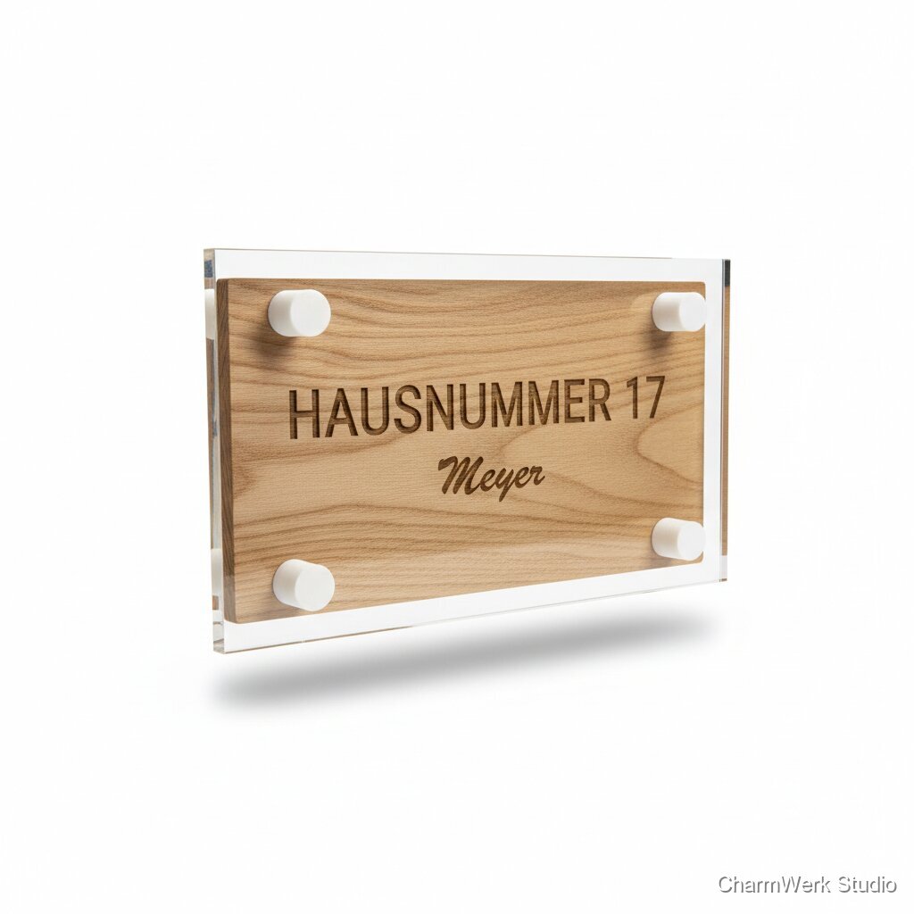 Türschild Hausnummer mit Acrylfront und 3D-Distanz