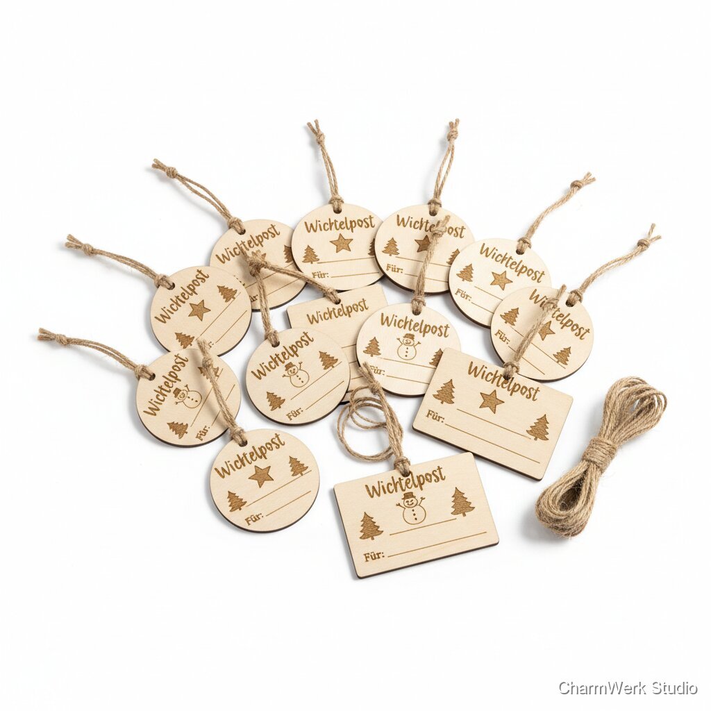 Geschenkanhänger-Set „Wichtelpost“ mit Icons