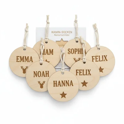 Kamin-Socken Namensschilder aus Holz (Set)