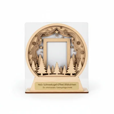 Holz-Schneekugel-Effekt Bildrahmen mit Layern