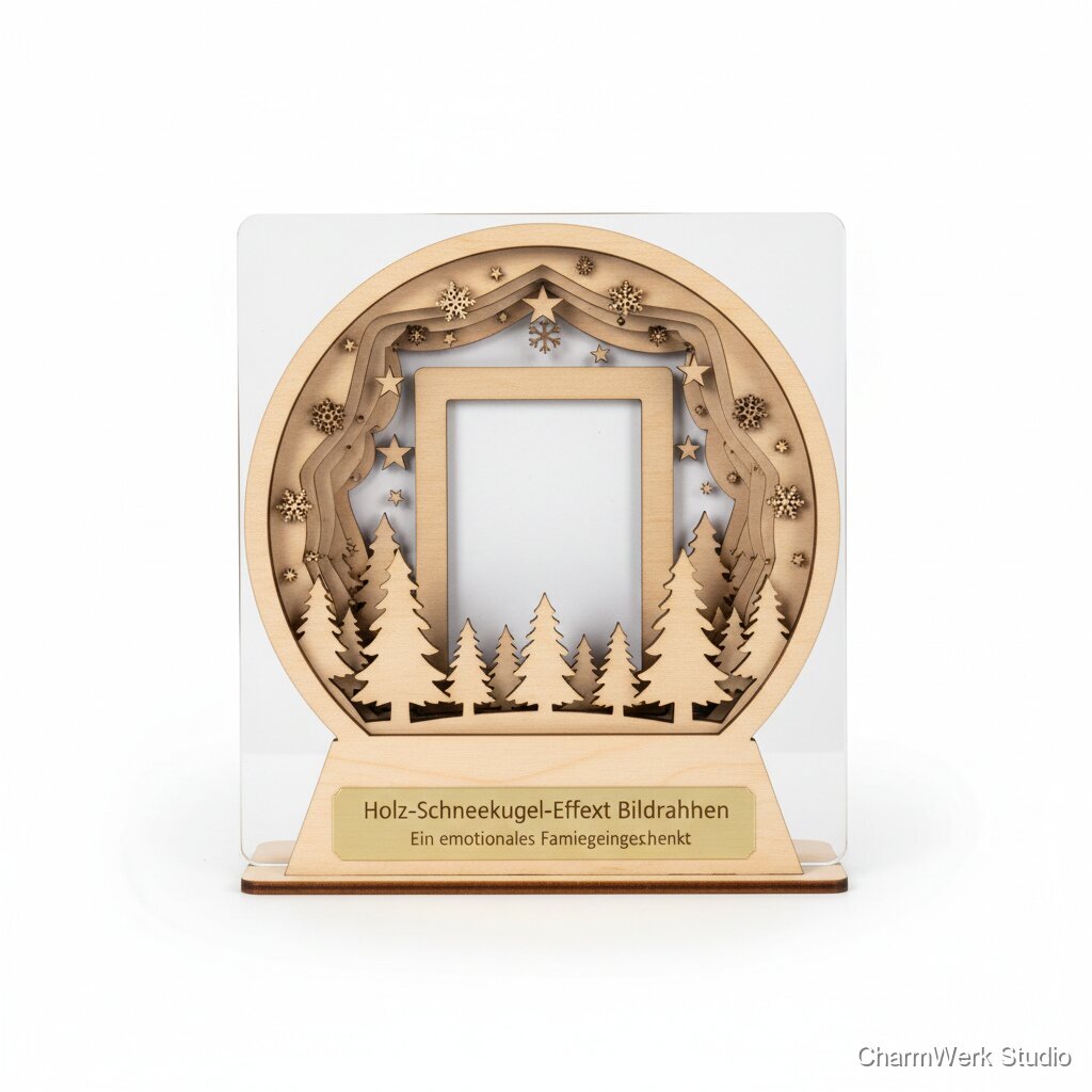 Holz-Schneekugel-Effekt Bildrahmen mit Layern