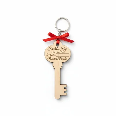 „Santa’s Key“ Holzanhänger mit Personalisierung