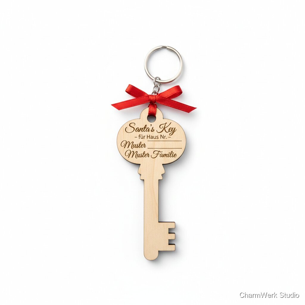 „Santa’s Key“ Holzanhänger mit Personalisierung