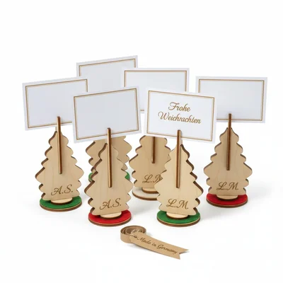 Weihnachts-Tischkartenhalter „Tannenzapfen“ aus Holz