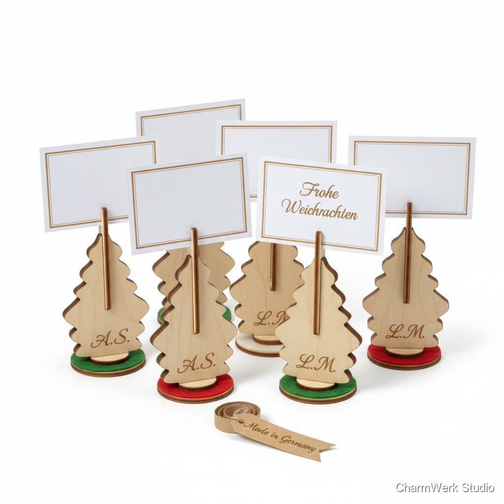 Weihnachts-Tischkartenhalter „Tannenzapfen“ aus Holz