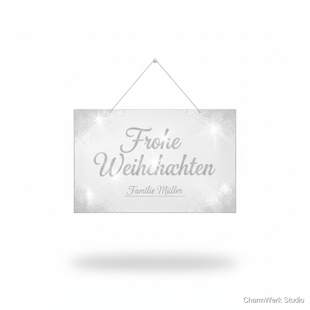 Acryl-Fensterhänger „Frohe Weihnachten“ mit Lichteffekt