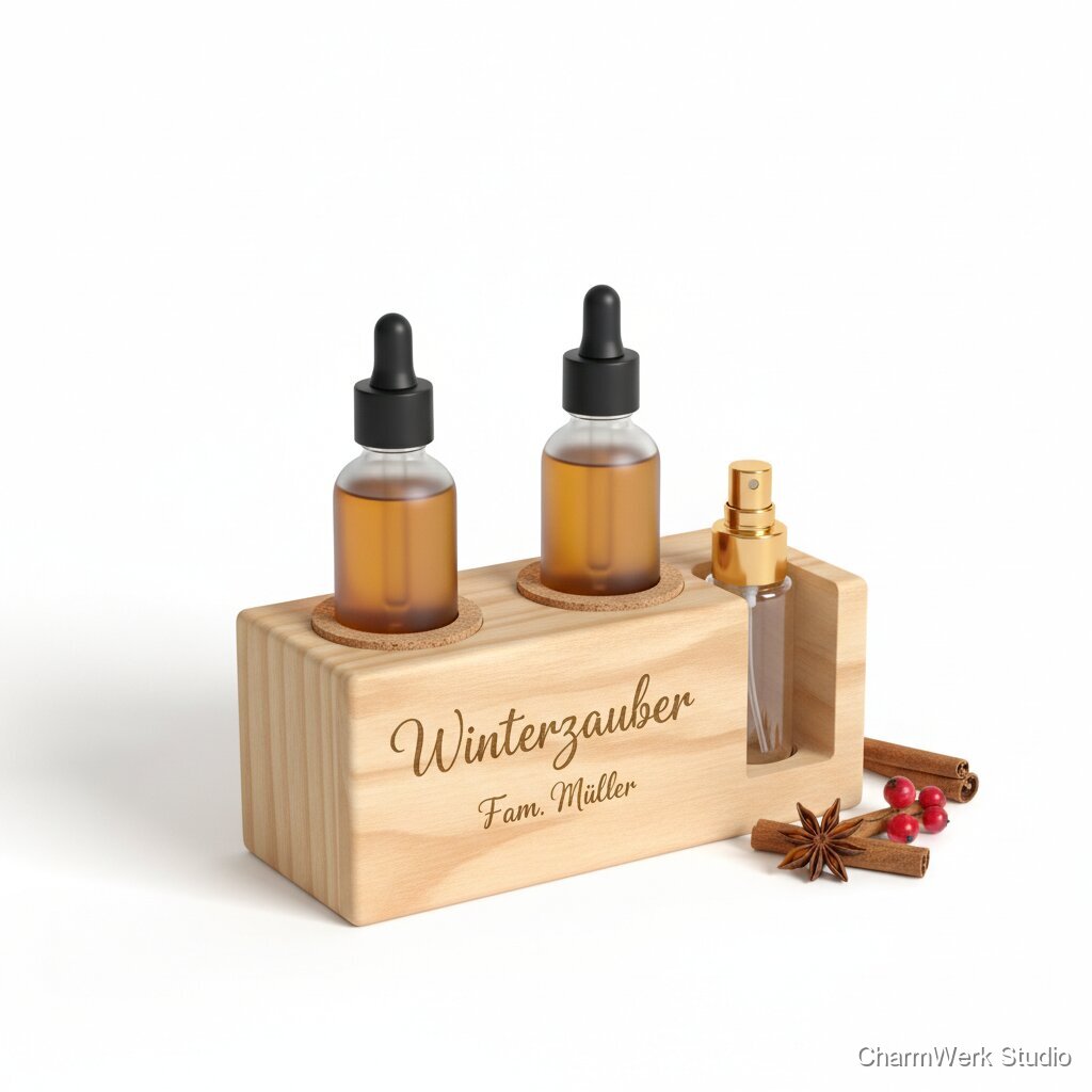 Weihnachts-Duftöl-Station aus Holz mit Gravur