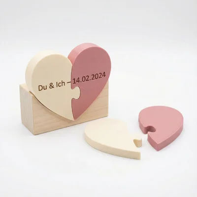 Puzzle-Herz Duo: Zwei Hälften mit Botschaft