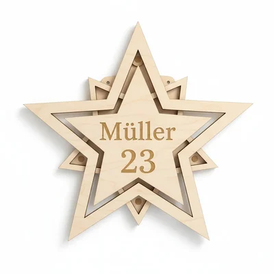 Weihnachtsstern-Wanddeko mit Hausnummer und Name