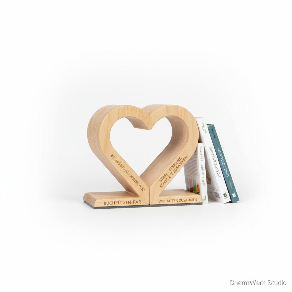 Buchstützen-Paar „Herzprofil“ als Set
