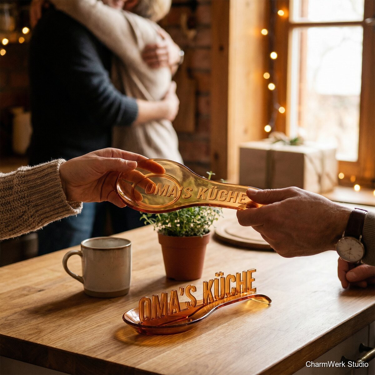 Personalisierte Kochlöffel-Ablage mit Namenszug - Lifestyle
