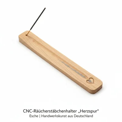 CNC-Räucherstäbchenhalter „Herzspur“