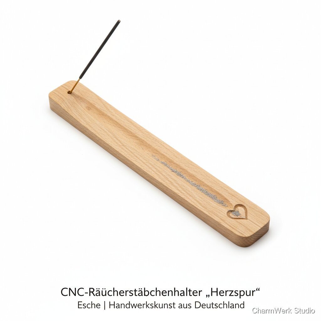 CNC-Räucherstäbchenhalter „Herzspur“