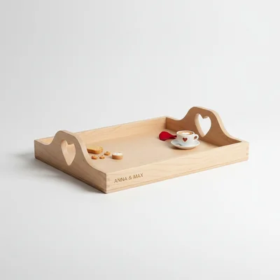 CNC-Tablett „Frühstück im Bett“ mit Herz-Fräsgriffen