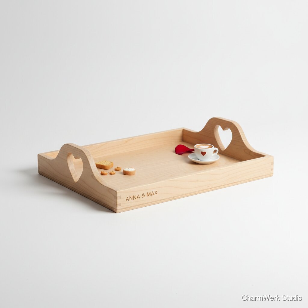 CNC-Tablett „Frühstück im Bett“ mit Herz-Fräsgriffen