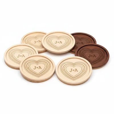 Untersetzer-Set „Herzlinie“ mit gefrästem Randprofil