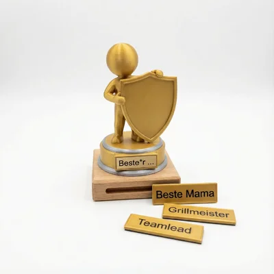 Mini-Trophäe „Beste*r …“ mit austauschbarem Schild
