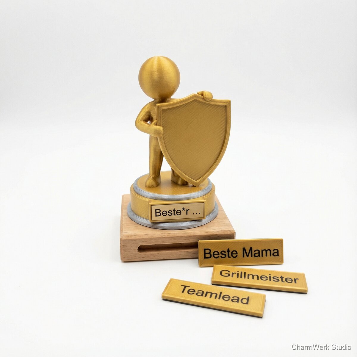 Mini-Trophäe „Beste*r …“ mit austauschbarem Schild
