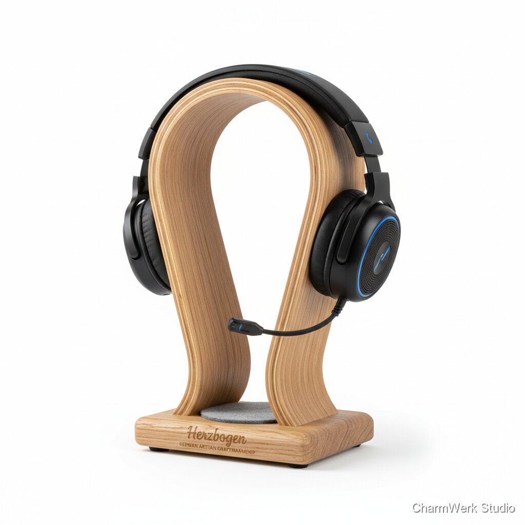 CNC-Kopfhörerständer „Herzbogen“ für den Schreibtisch