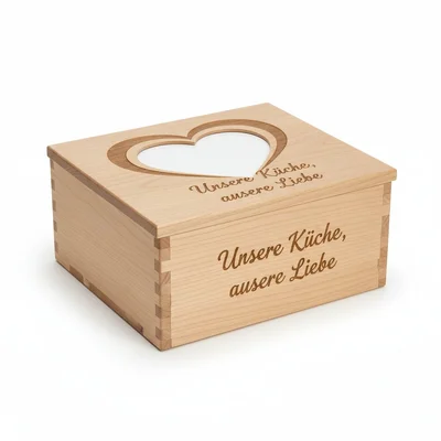 CNC-Rezeptkarten-Box „Unsere Küche, unsere Liebe“