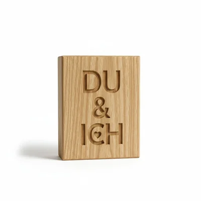 CNC-Dekoschriftzug „Du & Ich“ als Reliefblock