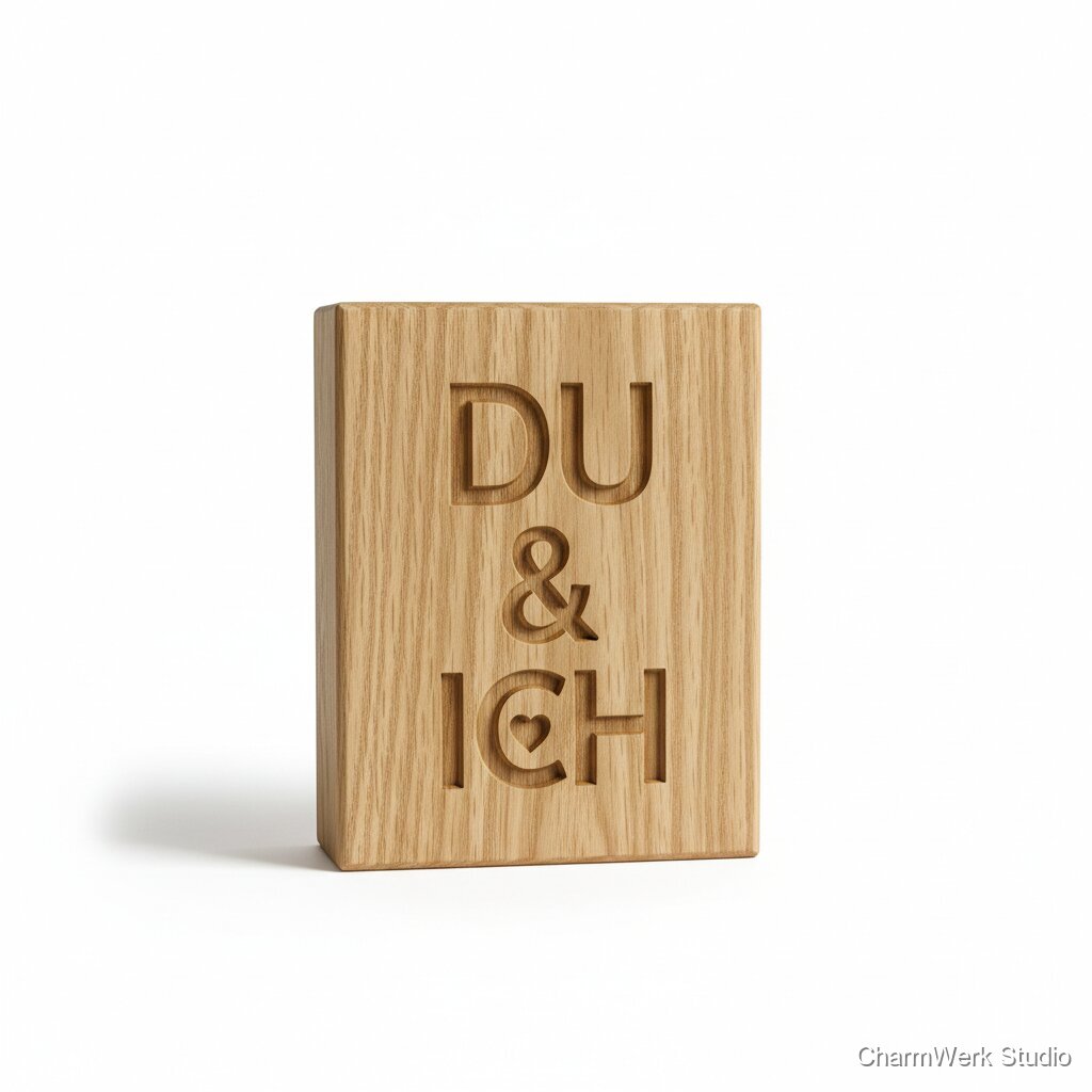 CNC-Dekoschriftzug „Du & Ich“ als Reliefblock