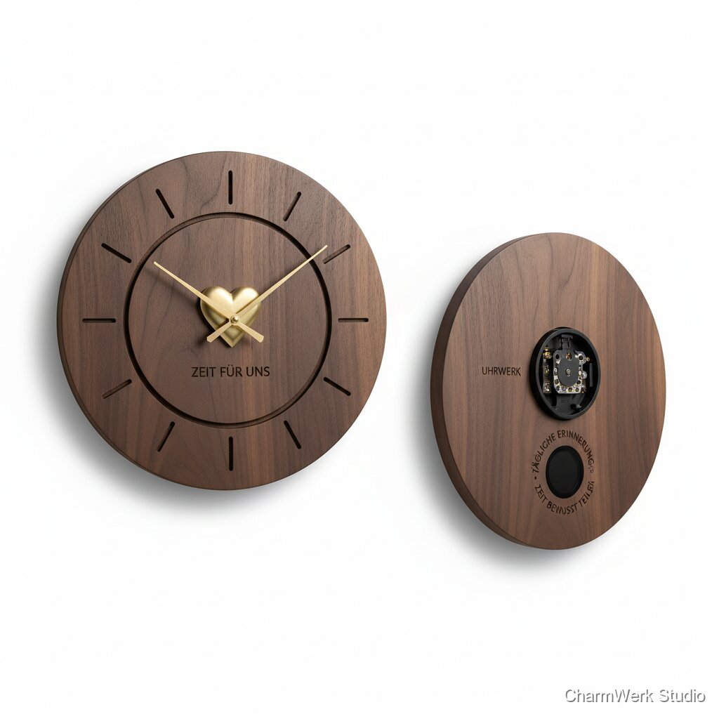 CNC-Uhr „Zeit für uns“ mit Herz-Zeigeraufnahme