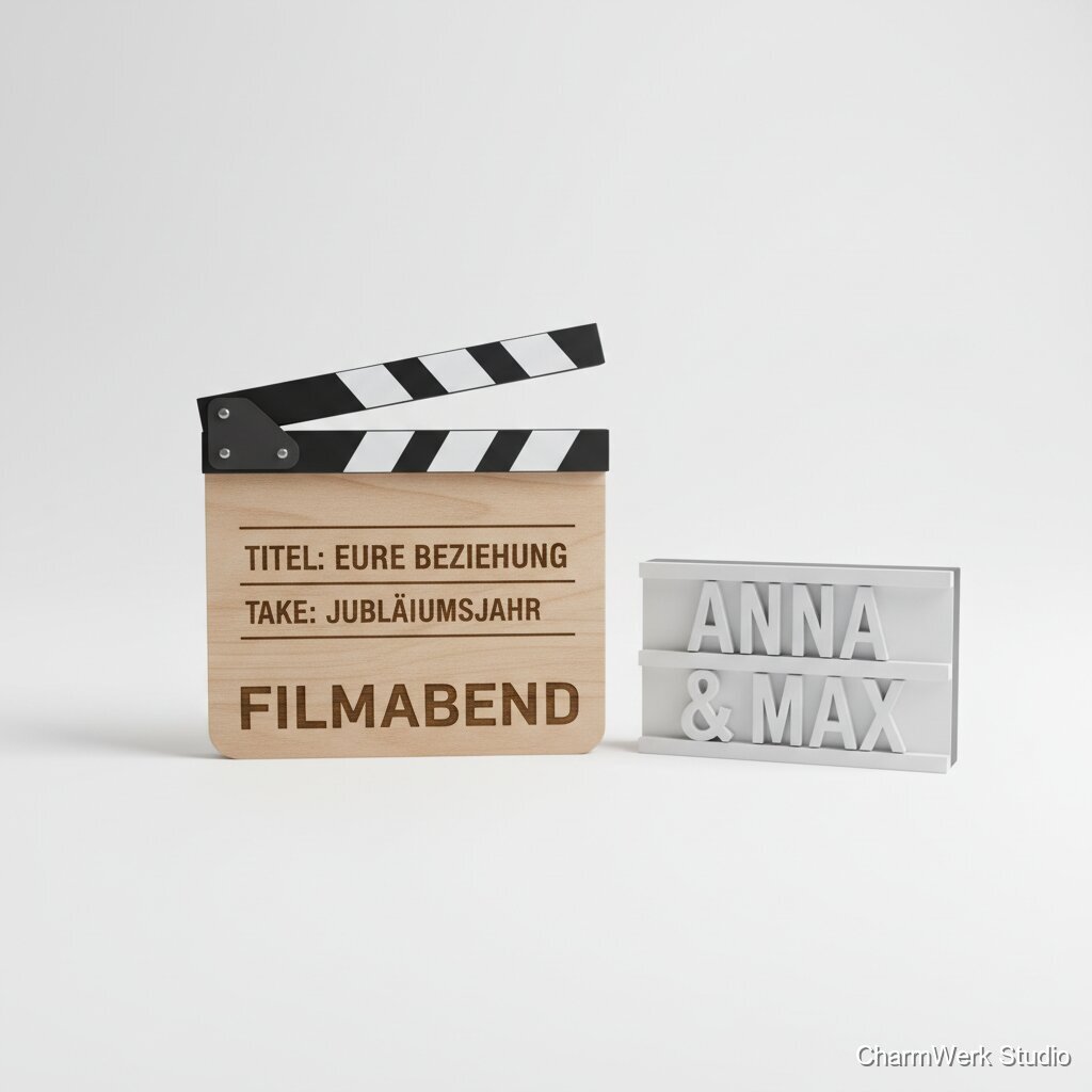 „Filmabend“-Clapperboard mit 3D-Nameplate