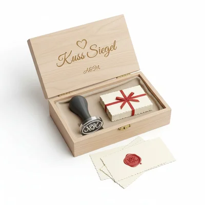 „Kuss-Siegel“ Set: Monogramm-Stempel & Karten