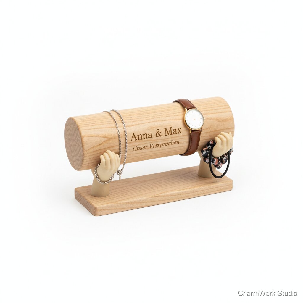 „Hand in Hand“ Armbandhalter mit Gravur & 3D-Haken