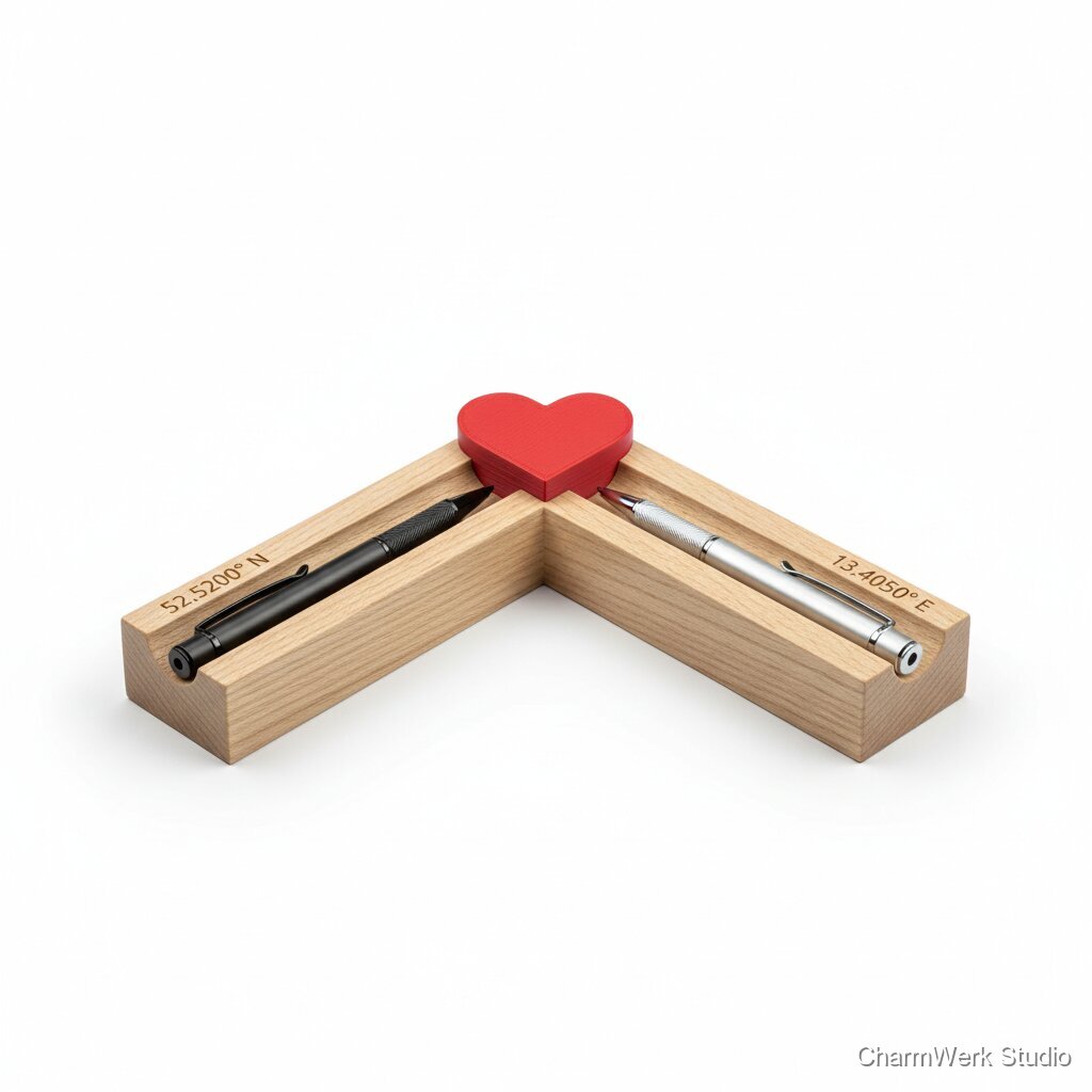 „Zwei Wege“ Doppel-Stifthalter mit Koordinaten